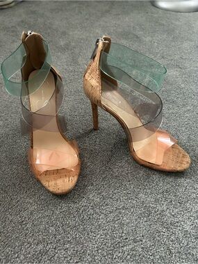 Jessica Simpson Clear Multi-Color Cork High Heel Sandals